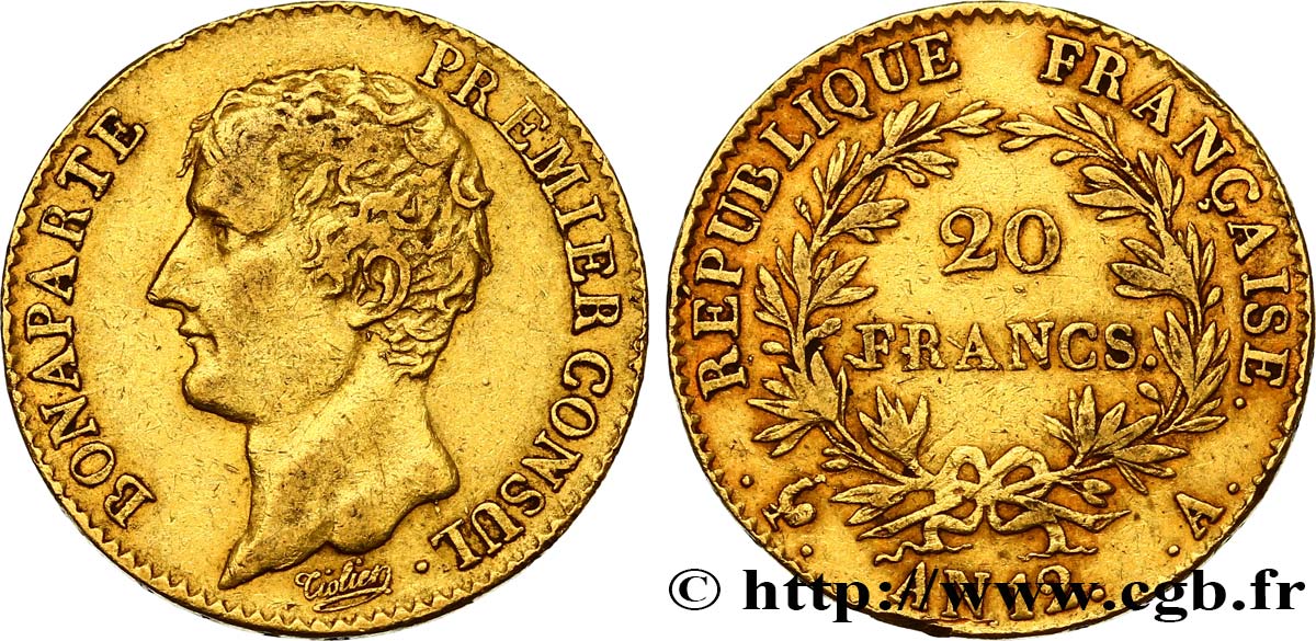 20 francs or Bonaparte Premier Consul 1804 Paris F.510/2 TTB45 