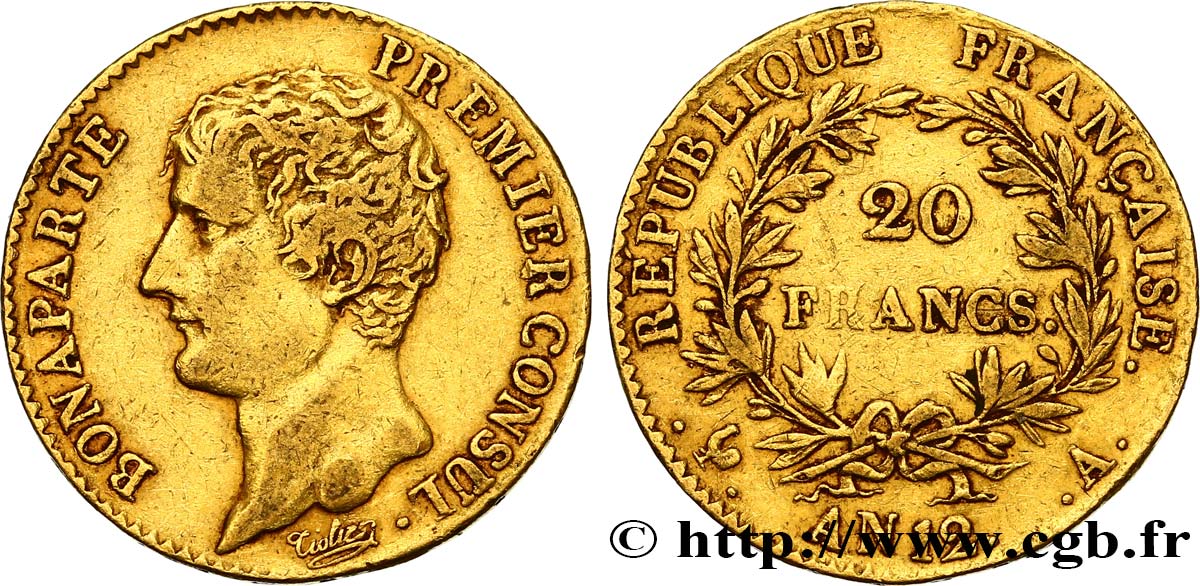 20 francs or Bonaparte Premier Consul 1804 Paris F.510/2 XF45 