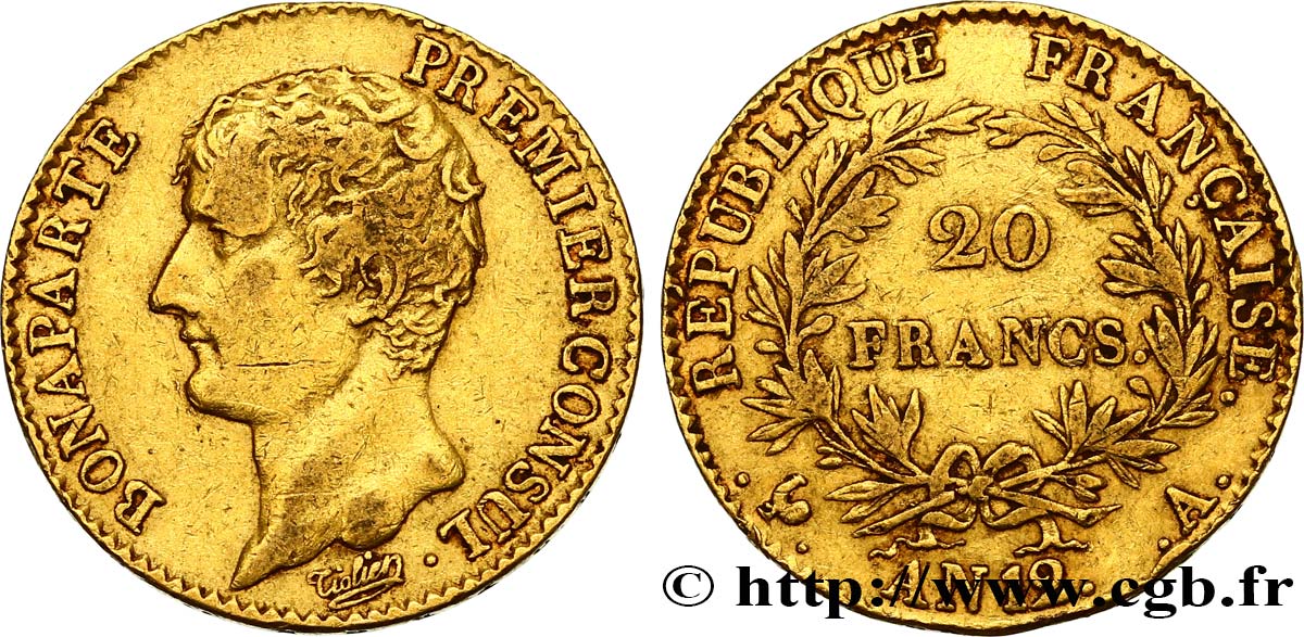 20 francs or Bonaparte Premier Consul 1804 Paris F.510/2 BB42 