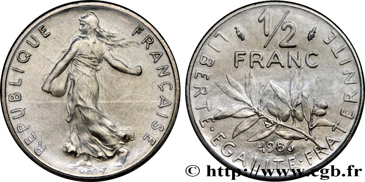 1/2 franc Semeuse 1986 Pessac F.198/25 MS 