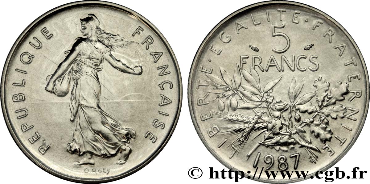5 francs Semeuse, nickel 1987 Pessac F.341/19 ST 