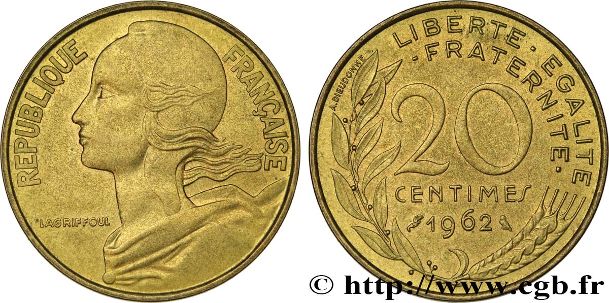 20 centimes Marianne 1962 Paris F.156/2 EBC58 