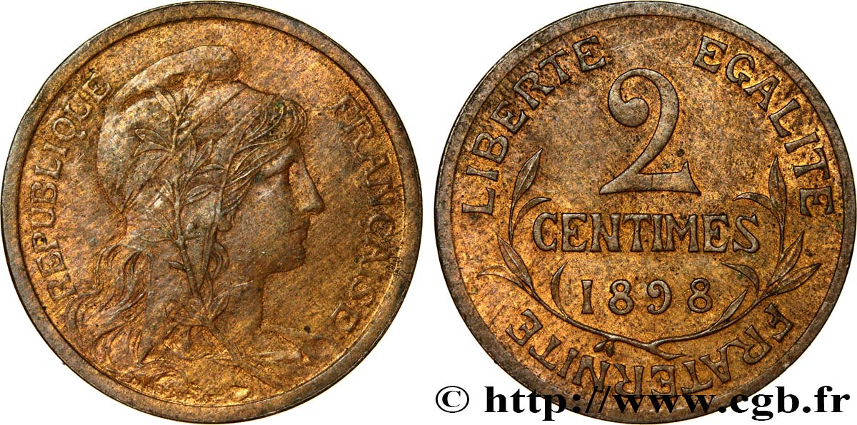 2 centimes Daniel-Dupuis 1898  F.110/1 TTB52 