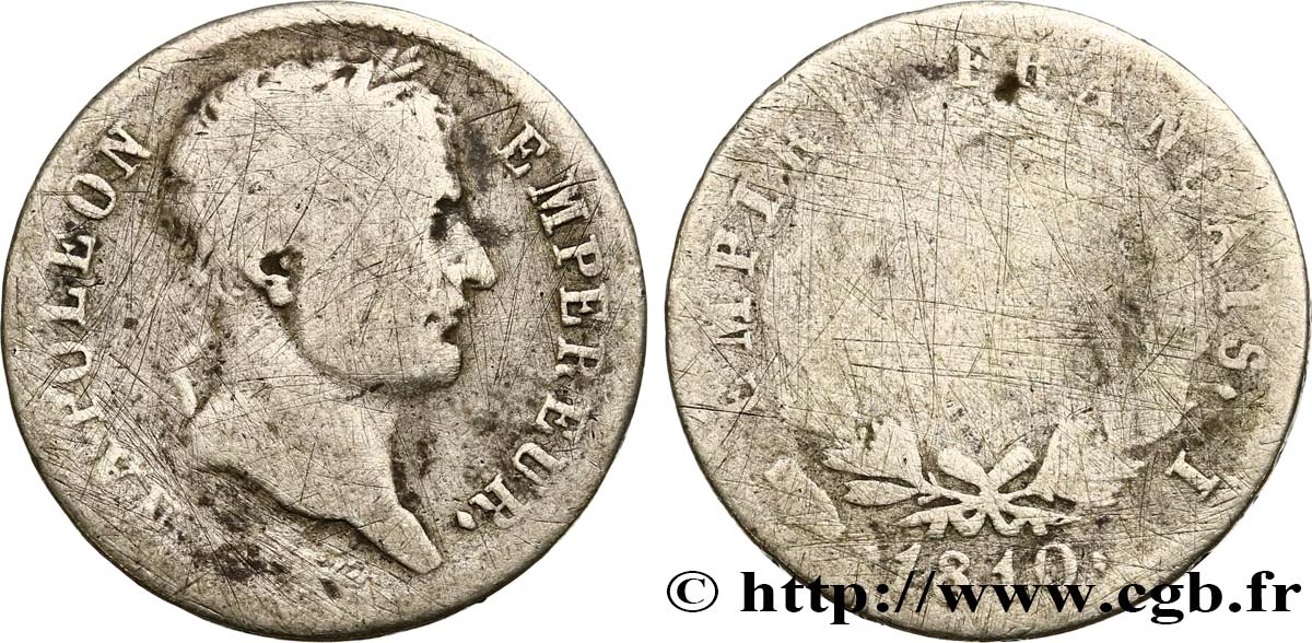 1 franc Napoléon Ier tête laurée, Empire français 1810 Limoges F.205/18 G 