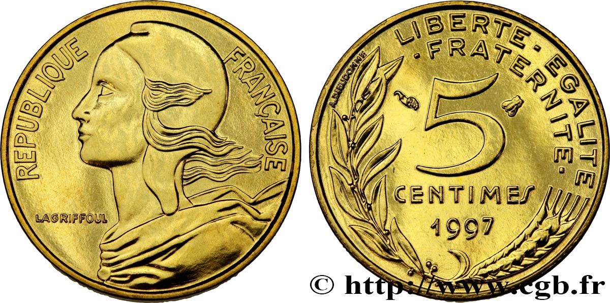 5 centimes Marianne, BU (Brillant Universel) 1997 Pessac F.125/40 ST 
