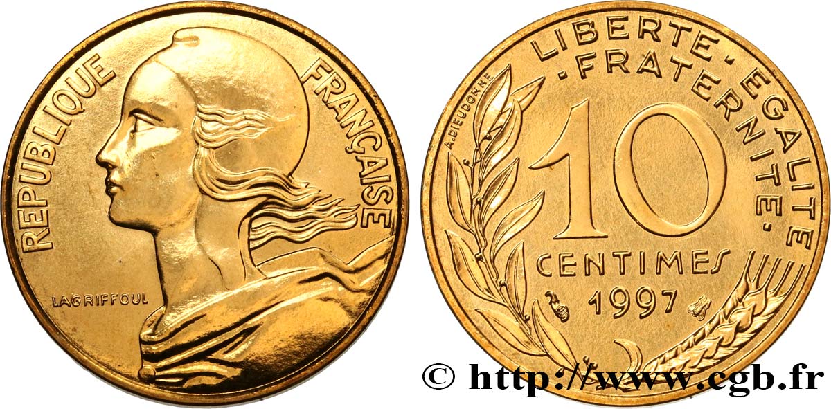 10 centimes Marianne, BU (Brillant Universel) 1997 Pessac F.144/41 FDC 