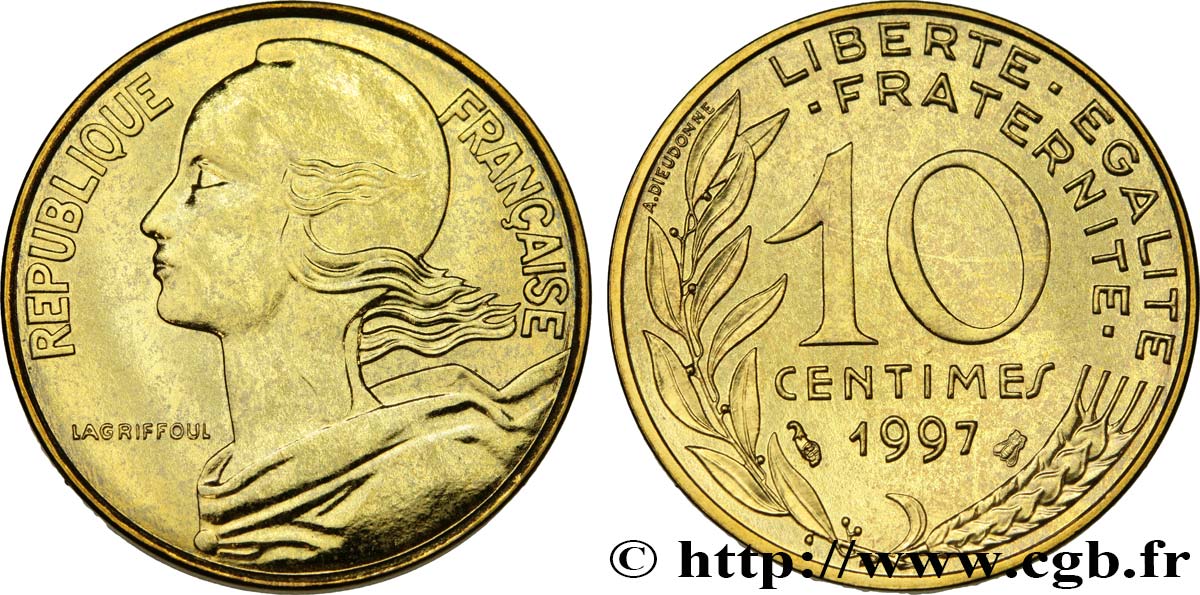 10 centimes Marianne, BU (Brillant Universel) 1997 Pessac F.144/41 ST 