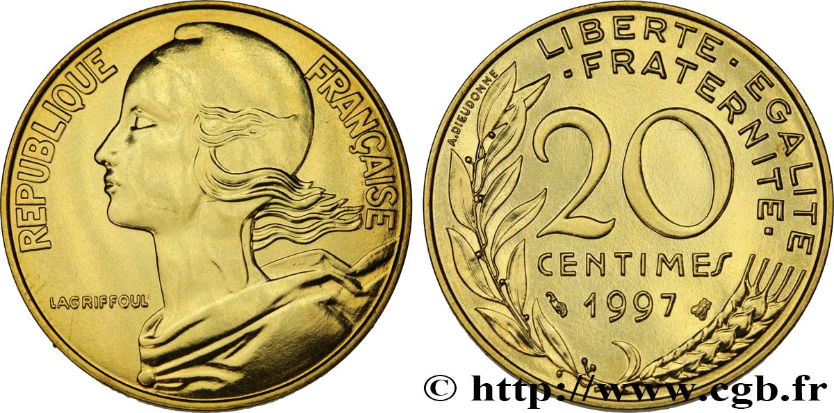 20 centimes Marianne, BU (Brillant Universel) 1997 Pessac F.156/41 FDC 