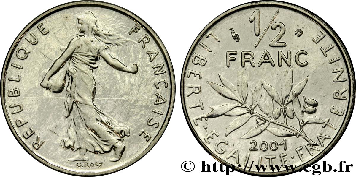 1/2 franc Semeuse, BU (Brillant Universel) 2001 Pessac F.198/44 MS 