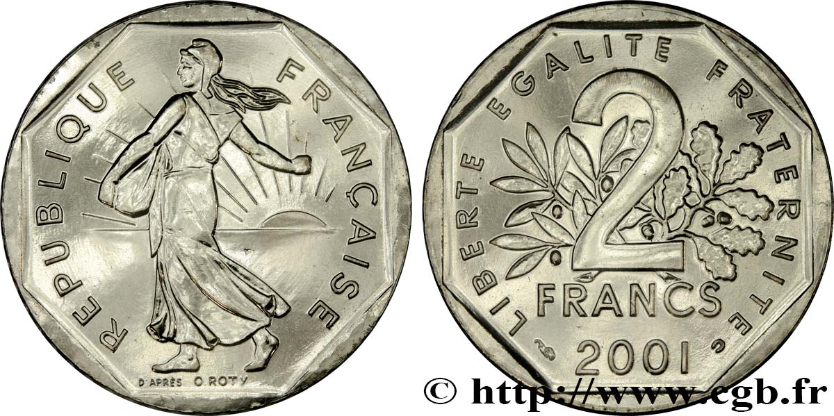 2 francs Semeuse, nickel, BU (Brillant Universel)  2001 Pessac F.272/29 FDC 