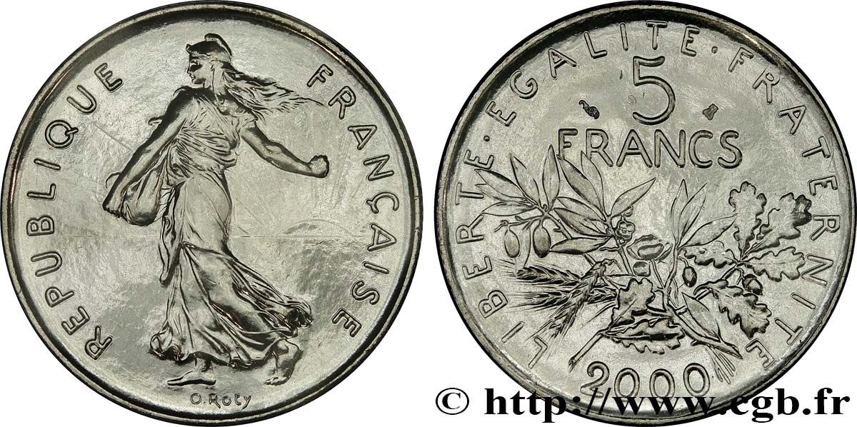 5 francs Semeuse, nickel 2000 Pessac F.341/36 FDC 