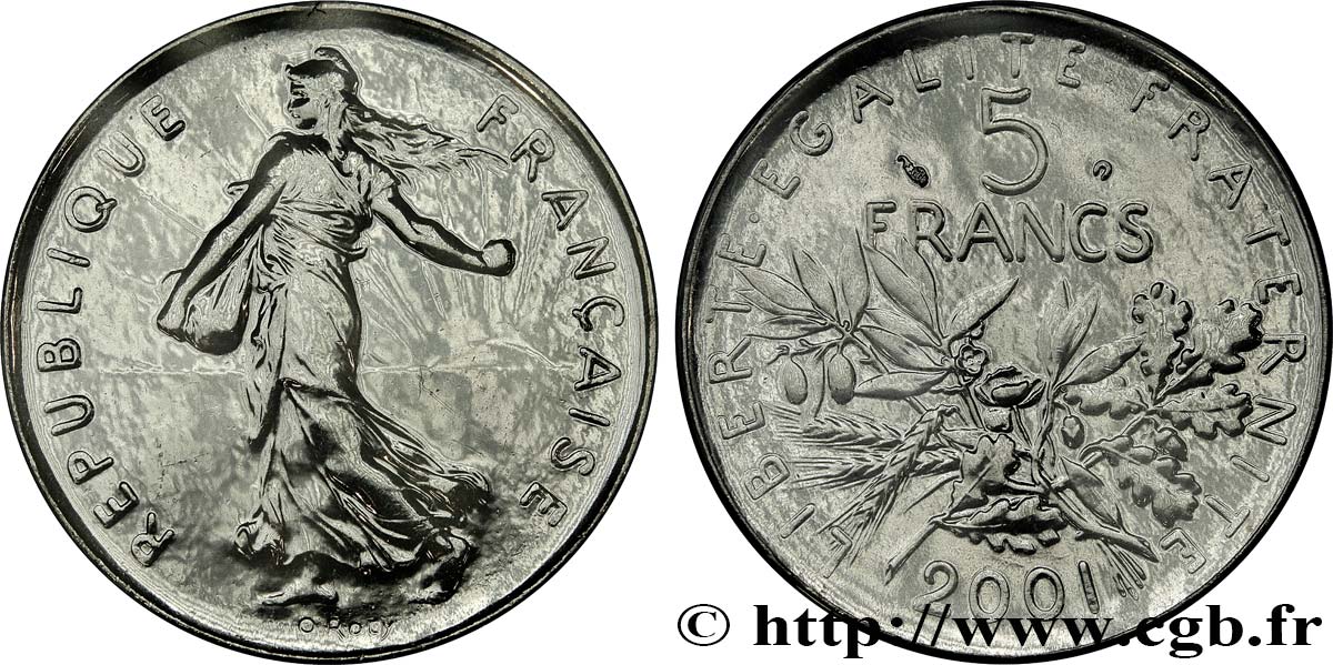 5 francs Semeuse, nickel 2001 Pessac F.341/37 MS 