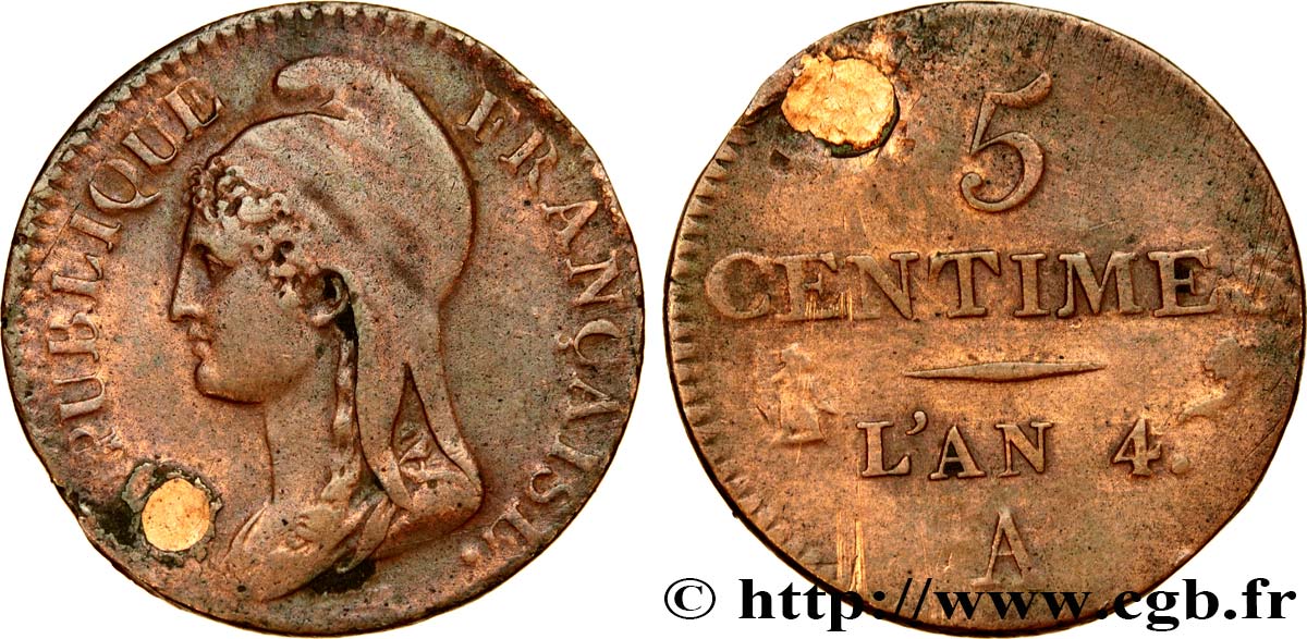 5 centimes Dupré, petit module 1796 Paris F.113/1 TB 