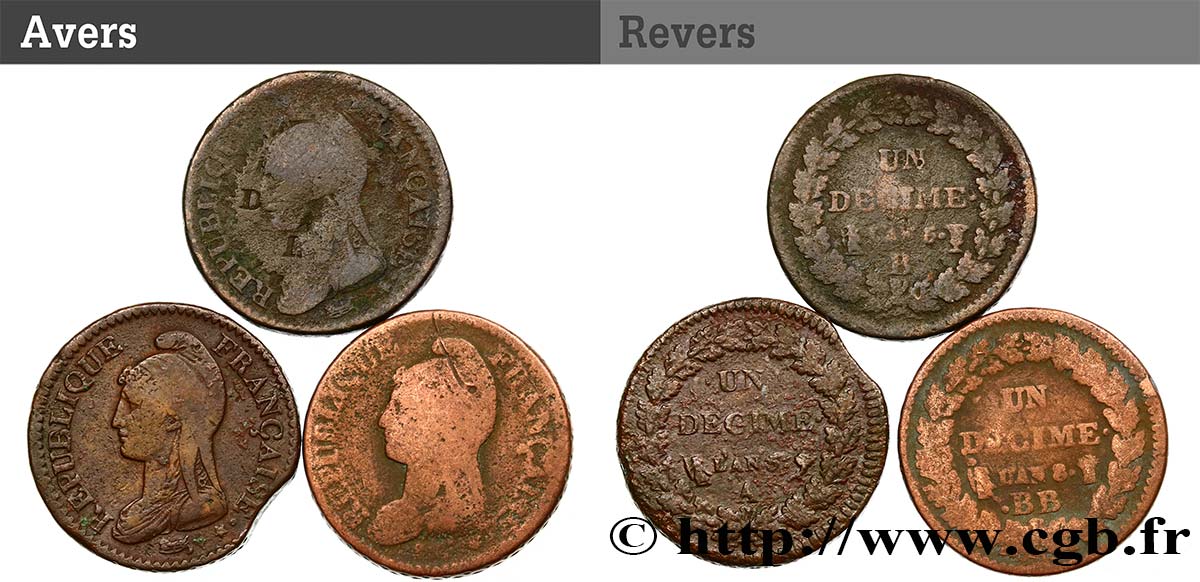 Lot de 3 pièces Dupré n.d. - F.129/1 RC/BC 