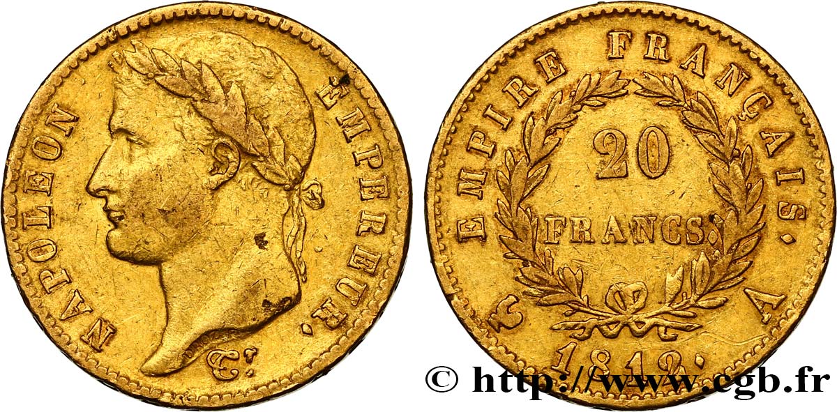 20 francs or Napoléon tête laurée, Empire français 1812 Paris F.516/22 BB40 
