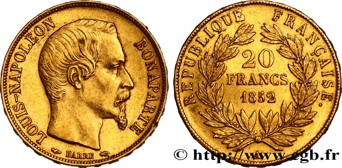 20 francs or Louis-Napoléon 1852 Paris F.530/1 XF48 