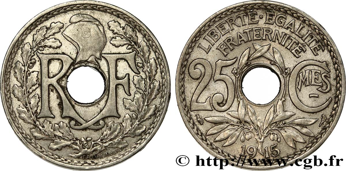 25 centimes Lindauer, Cmes souligné 1915  F.170/3 XF45 