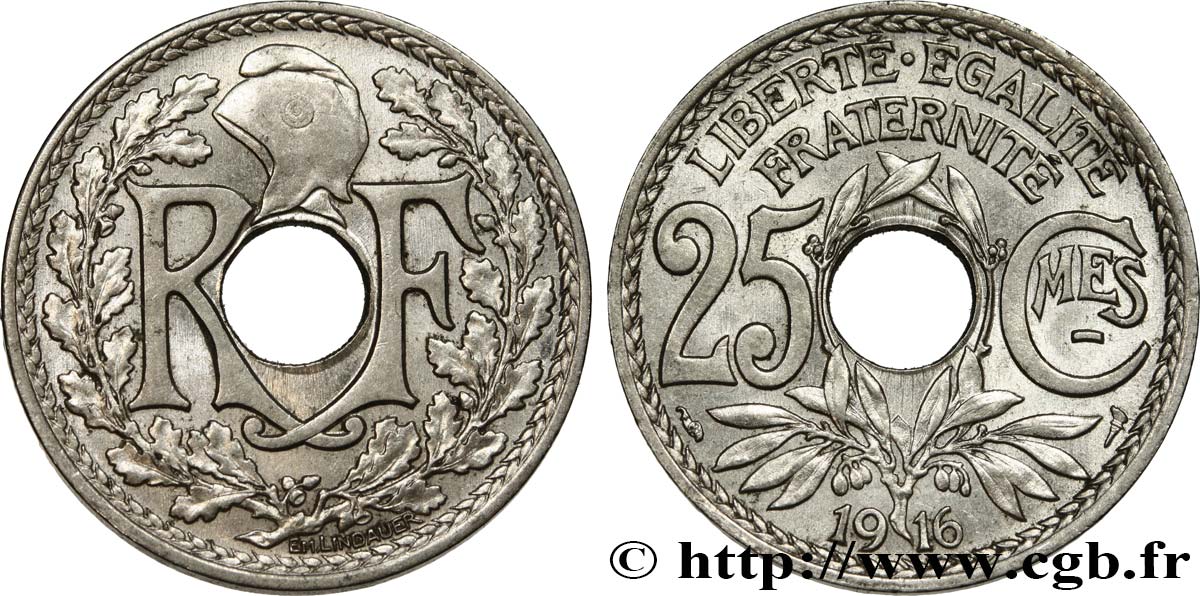 25 centimes Lindauer, Cmes souligné 1916  F.170/4 EBC55 