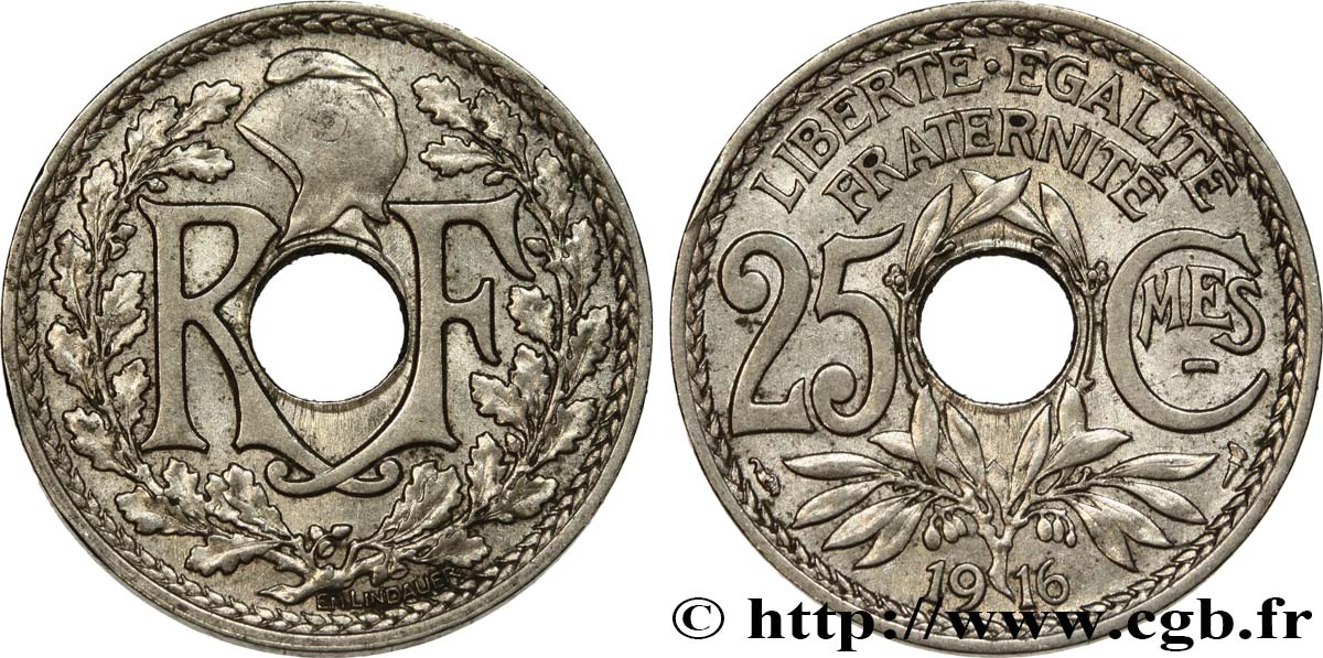 25 centimes Lindauer, Cmes souligné 1916 Paris F.170/4 MBC50 