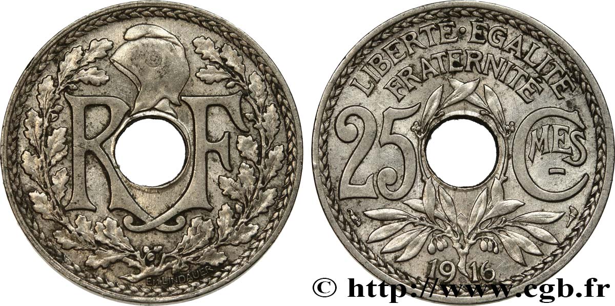 25 centimes Lindauer, Cmes souligné 1916 Paris F.170/4 AU50 