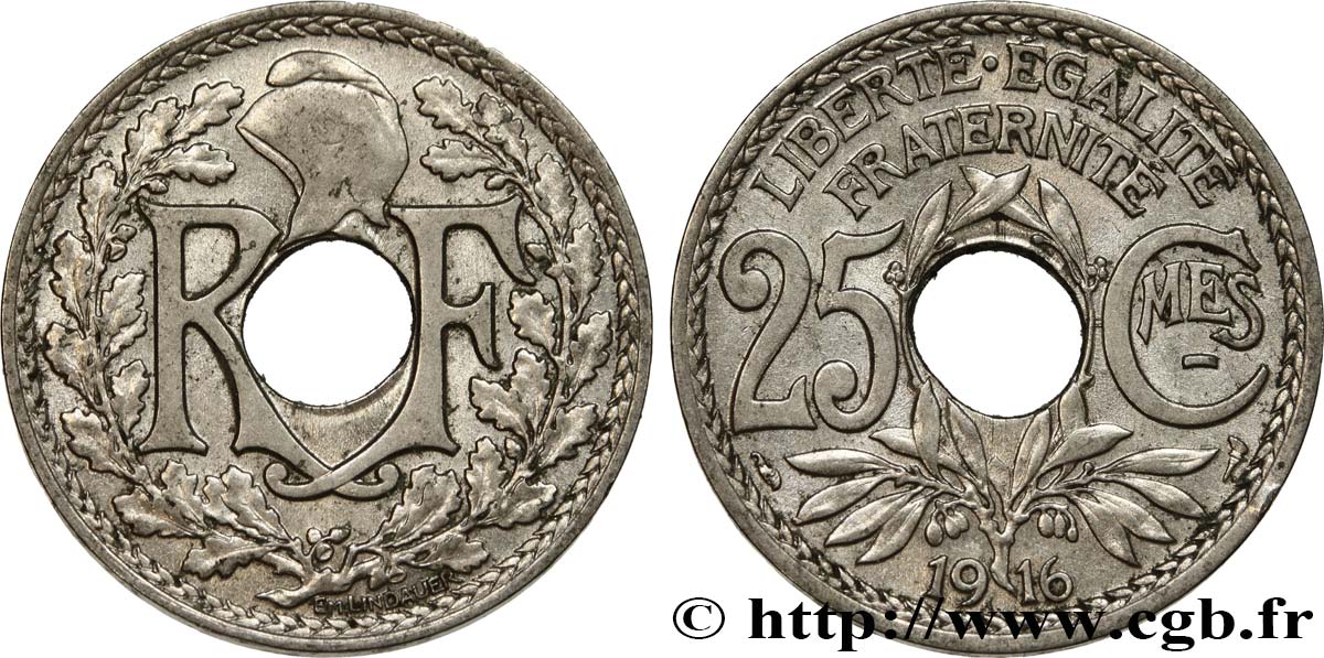 25 centimes Lindauer, Cmes souligné 1916 Paris F.170/4 MBC45 