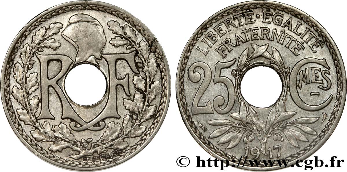 25 centimes Lindauer, Cmes souligné 1917  F.170/5 MBC48 