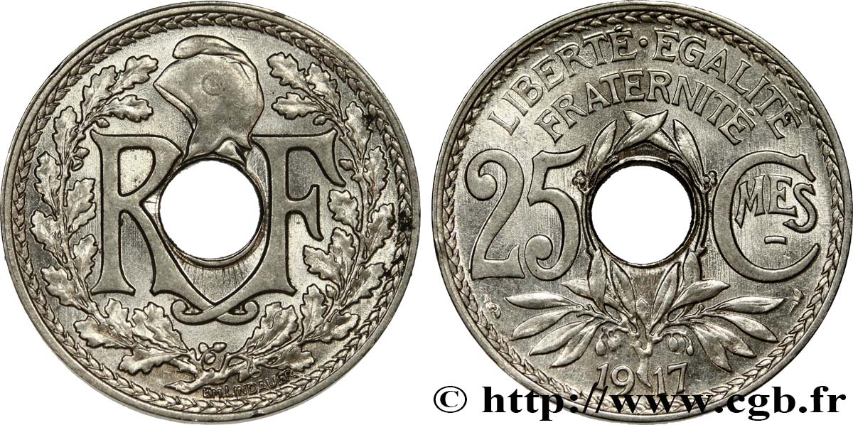 25 centimes Lindauer, Cmes souligné 1917  F.170/5 MBC52 