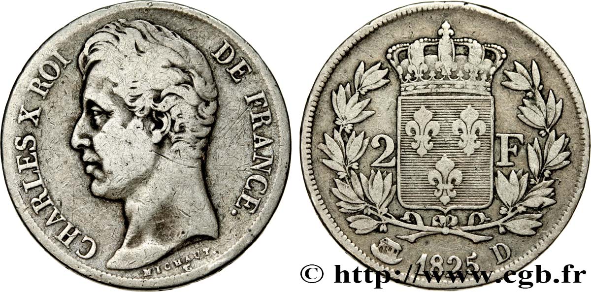 2 francs Charles X 1825 Lyon F.258/4 BC20 