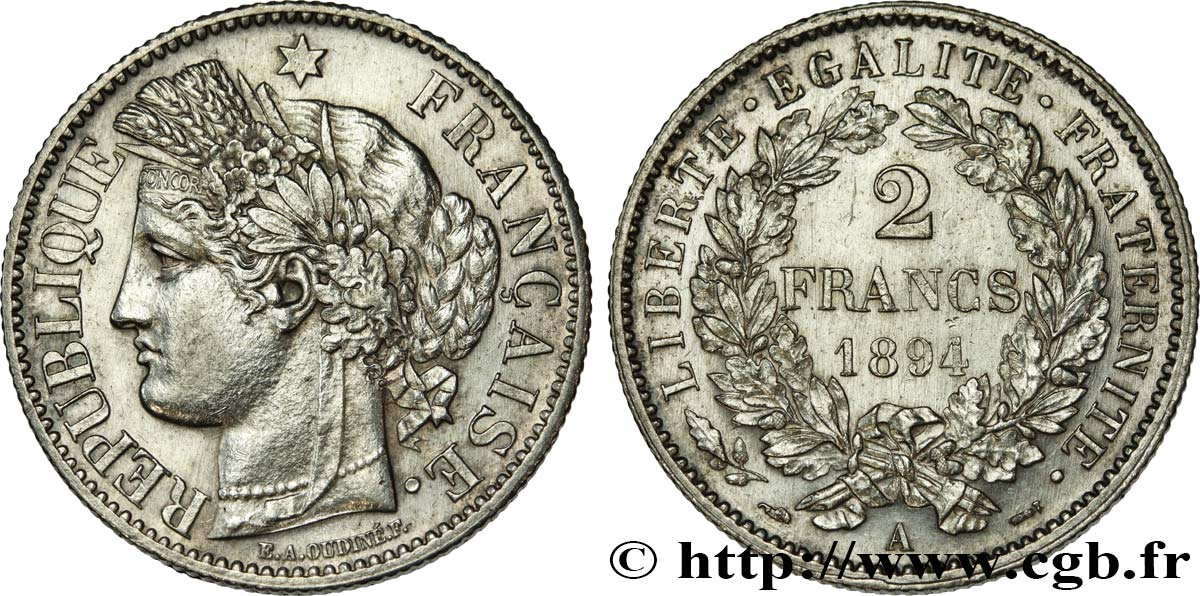 2 francs Cérès, avec légende 1894 Paris F.265/16 EBC62 