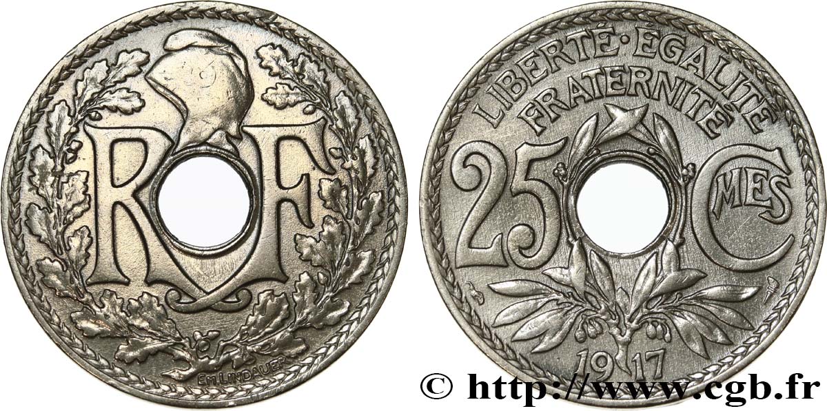 25 centimes Lindauer 1917  F.171/1 XF 