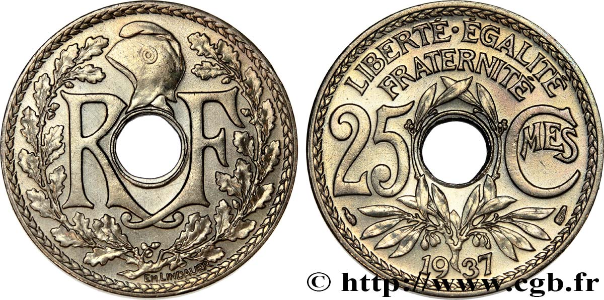 25 centimes Lindauer 1937  F.171/20 EBC+ 
