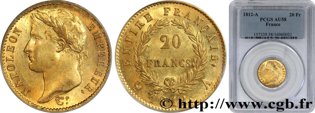 20 francs or Napoléon tête laurée, Empire français 1812 Paris F.516/22 VZ58 PCGS