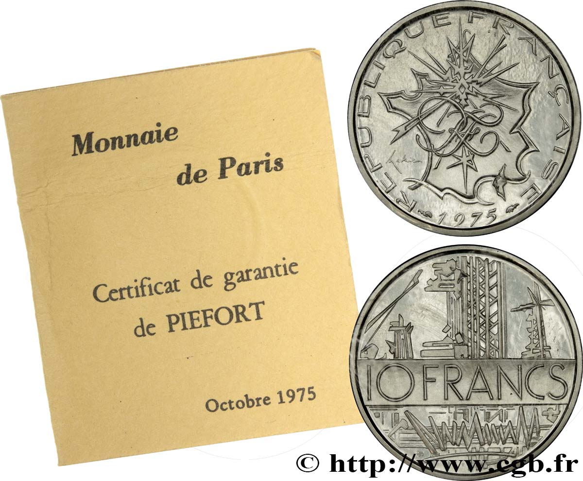 Piéfort argent de 10 francs Mathieu, tranche A 1975 Pessac F.365/3P MS 