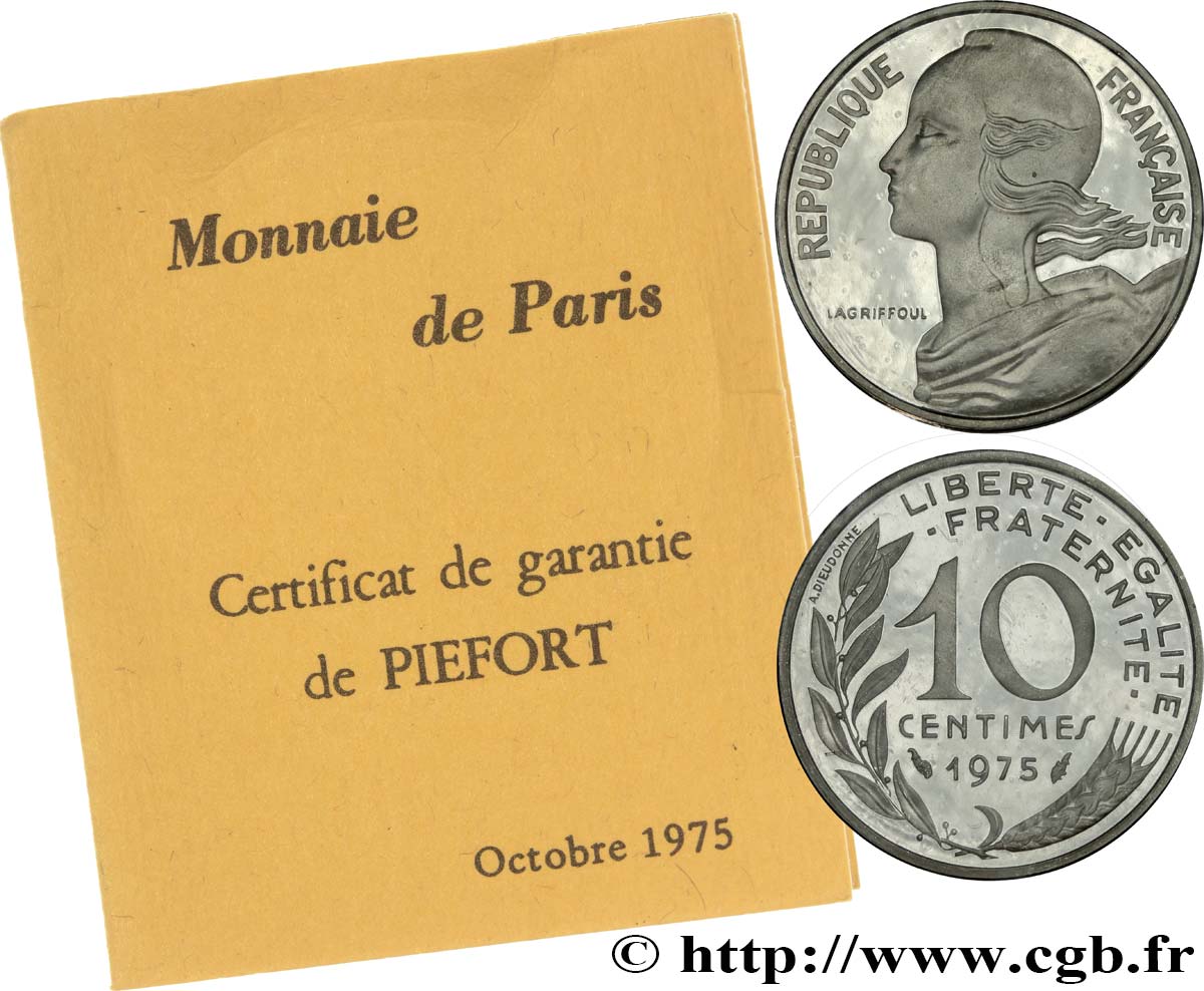 Piéfort argent de 10 centimes Marianne 1975 Pessac F.144/15P ST 