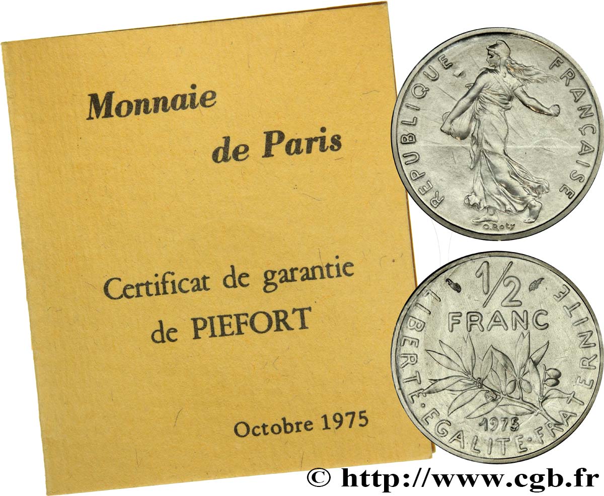 Piéfort nickel de 1/2 franc Semeuse 1975 Pessac F.198/14P FDC 