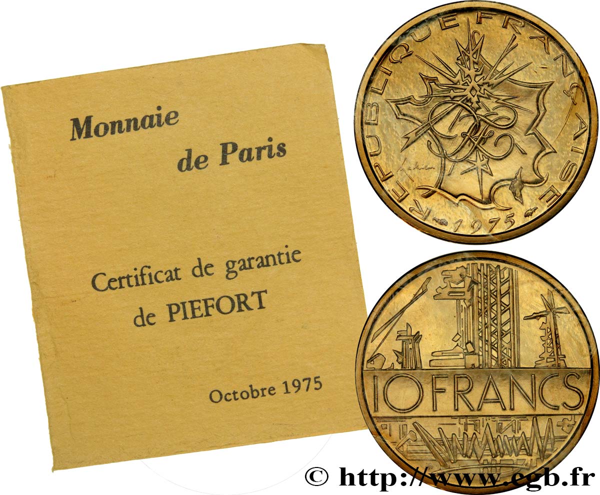 Piéfort Cu-Ni-Al de 10 francs Mathieu 1975 Pessac F.365/3P FDC 