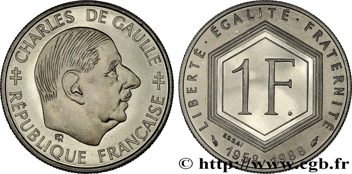 Essai de 1 franc De Gaulle 1988 Pessac F.227/1 MS 