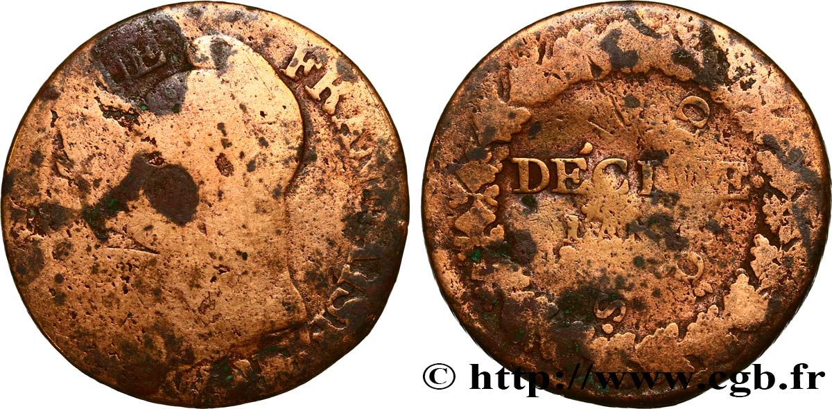 Cinq centimes Dupré, grand module,  refrappage  du décime n.d. s.l. F.114/ SGE 