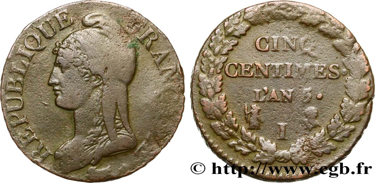 Cinq centimes Dupré, grand module 1798 Limoges F.115/23 BC20 