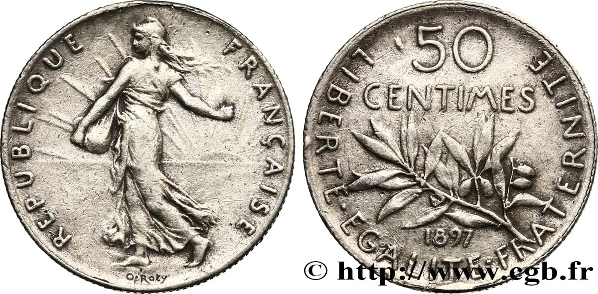 50 centimes Semeuse 1897 Paris F.190/1 BC35 