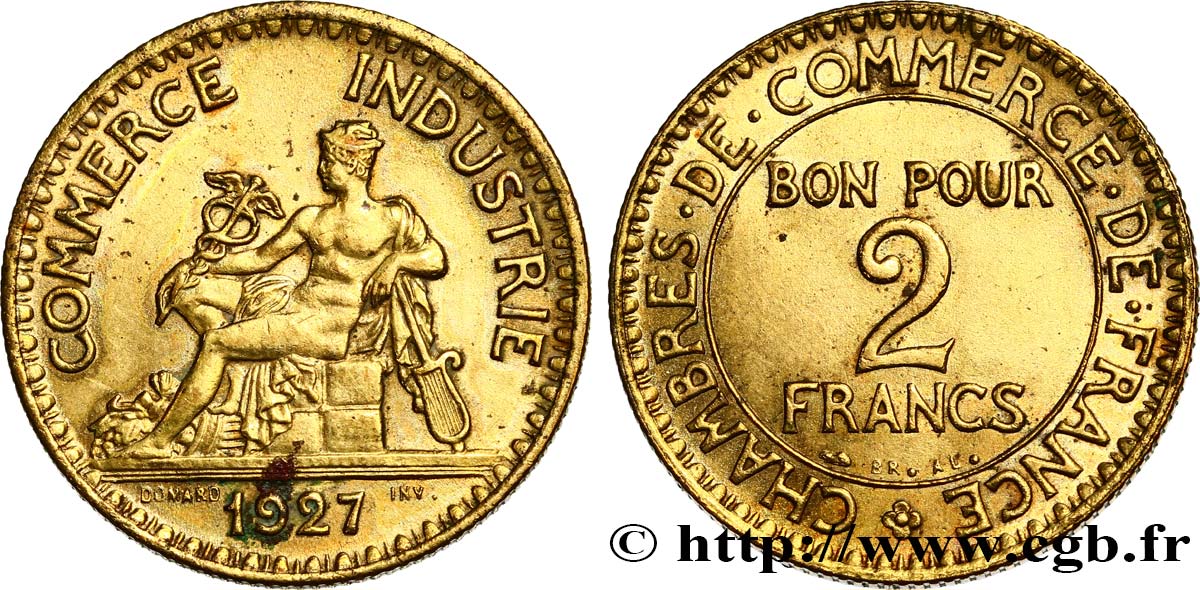 2 francs Chambres de Commerce 1927  F.267/9 AU 
