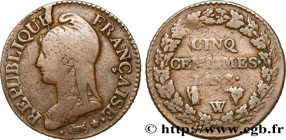 Cinq centimes Dupré, grand module 1800 Lille/Paris F.115/142 BC 