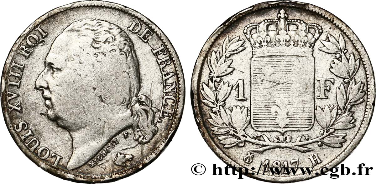 1 franc Louis XVIII 1817 La Rochelle F.206/12 F12 