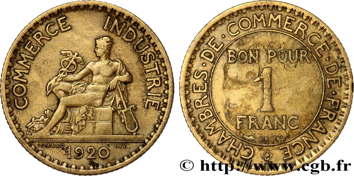 1 franc Chambres de Commerce 1920 Paris F.218/2 TB+ 