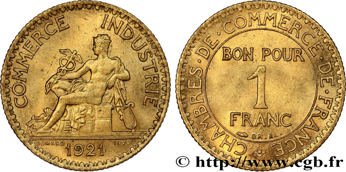 1 franc Chambres de Commerce 1921 Paris F.218/3 AU58 