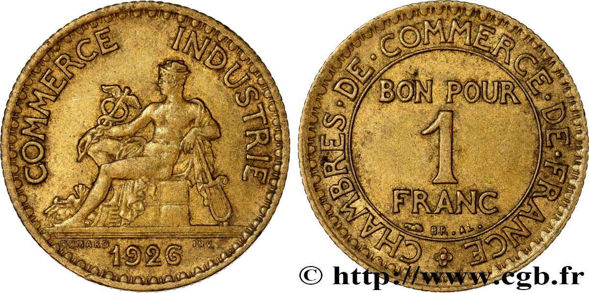 1 franc Chambres de Commerce 1926 Paris F.218/8 AU50 