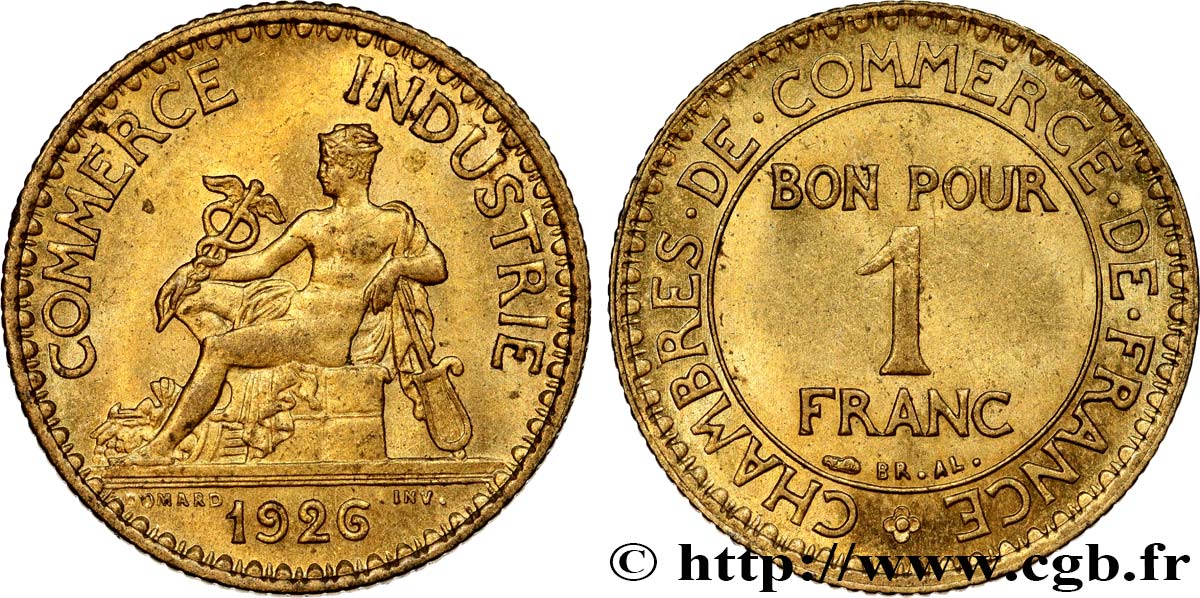 1 franc Chambres de Commerce 1926 Paris F.218/8 AU58 