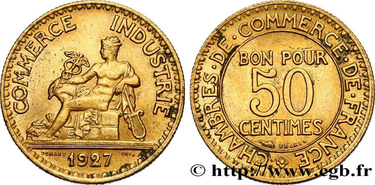 50 centimes Chambres de Commerce 1927 Paris F.191/9 EBC 
