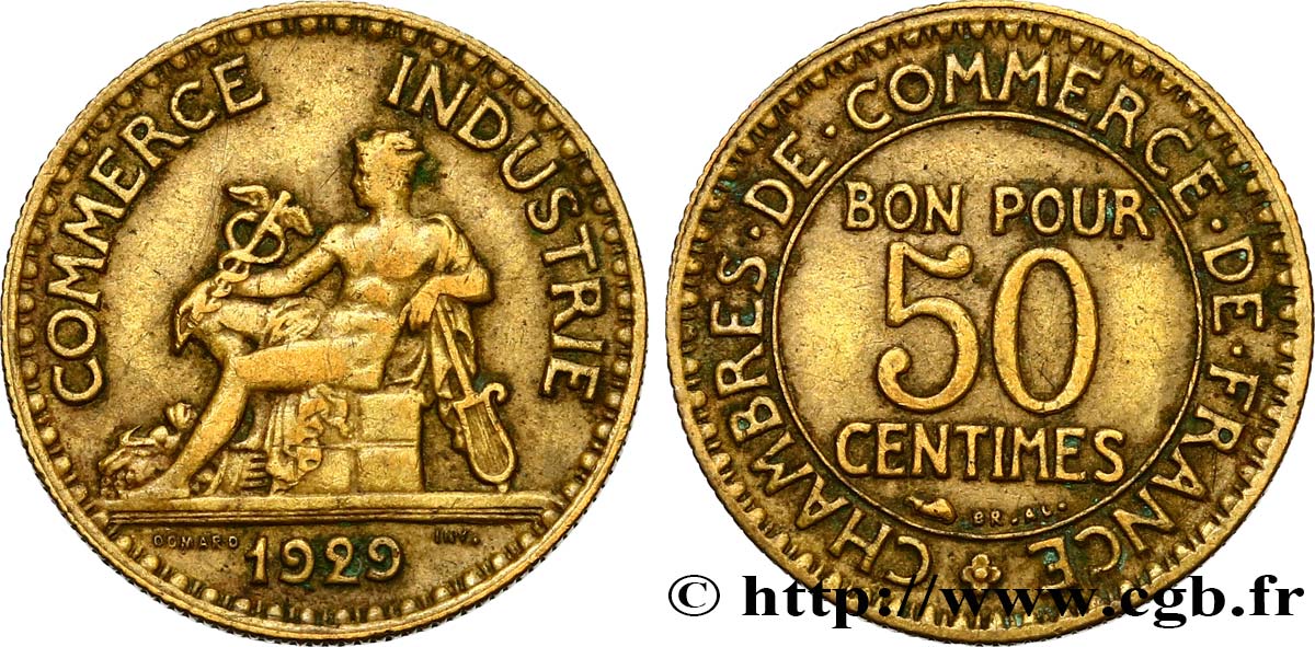 50 centimes Chambres de Commerce 1929 Paris F.191/11 S35 