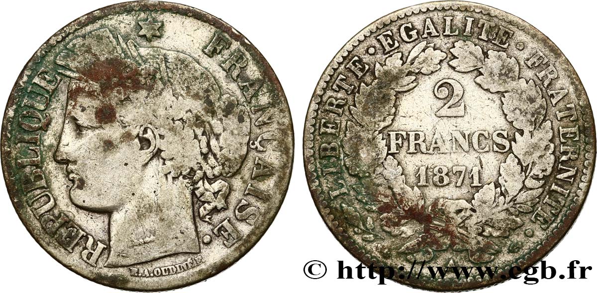 2 francs Cérès, avec légende 1871 Paris F.265/5 RC10 